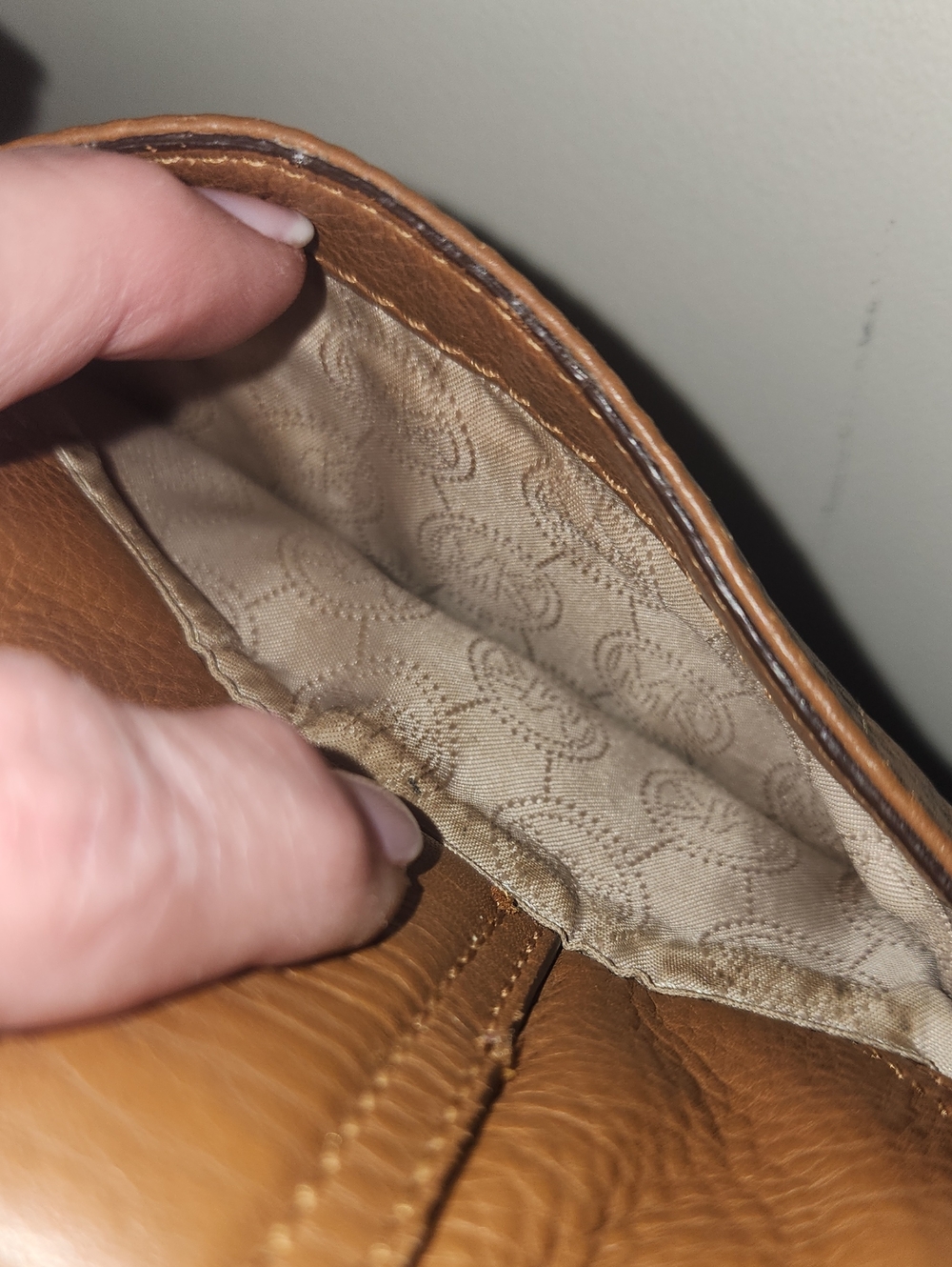 Michael Kors Cognac Pebble Leather Crossbody Copper Gold Hardware Buckle Mini - Picture 6 of 16